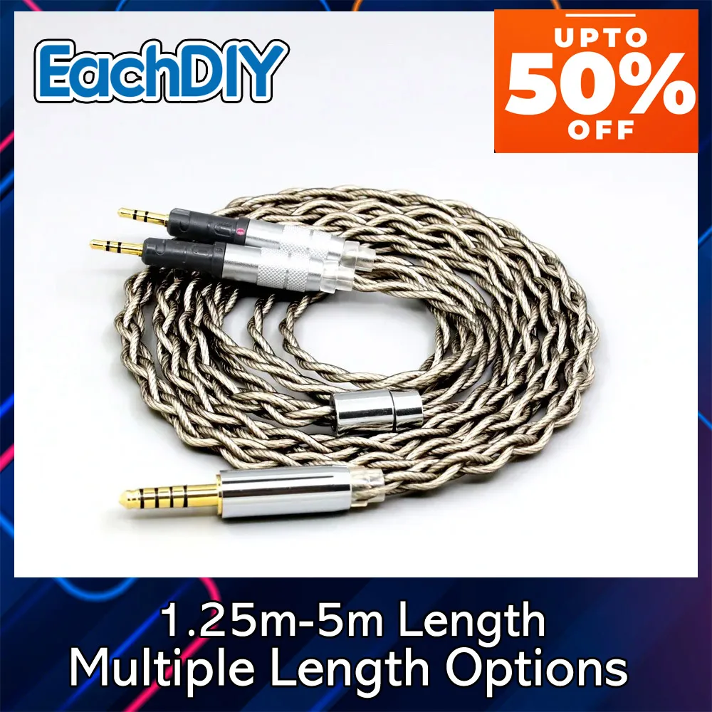 Silver Plated Shield Graphene 99% Pure Silver Sleeve Earphone Cable For Audio-Technica ATH-R70X Headphone 8025