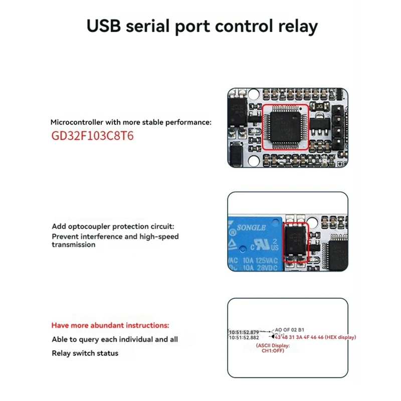 HFES-Módulo de relé de 4 canales USB a CH340, protección de optoacoplador, TYPE-C, interfaz de DSTUR-T40