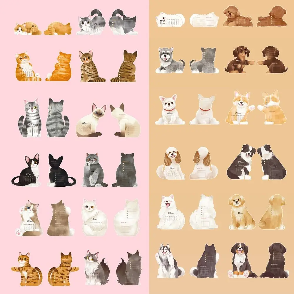 

Инструмент-планировщик, плотная бумага, календарь на 2026 год, катушка, переплет, запись, заметки, кошка, собака, настольный календарь, креативный портативный календарь, написание заметок