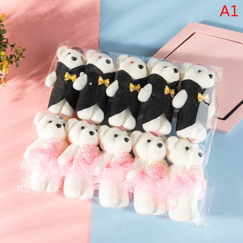 만화 커플 모델 곰 꽃 부케 인형 웨딩 장식 액세서리, 생일 선물, 버블 베어 장식, 10 개