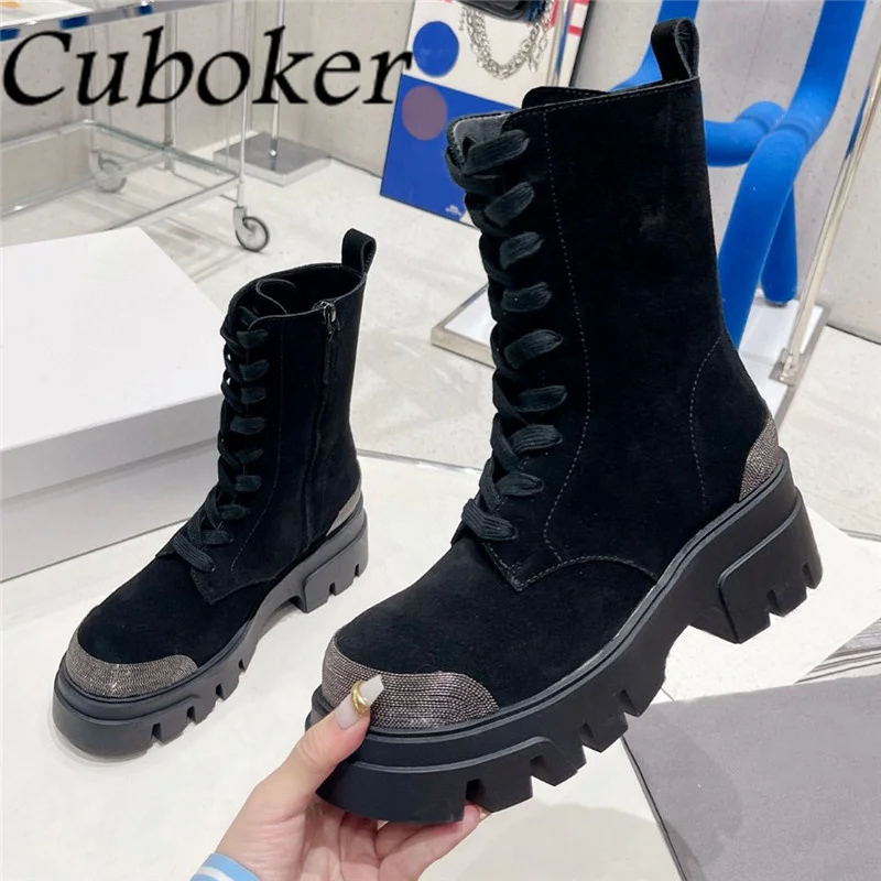 

2022 Designer Brand Combat Boots Lace up Millitary Short Boots Real Leather Chelsea Boots Winter Shoes Women Street Short Boots