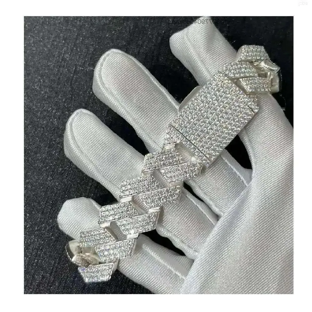 

20 Mm 925 Sterling Silver Moissanite Jewelry Moissanite Cuban Chain Bracelet Cuban Link