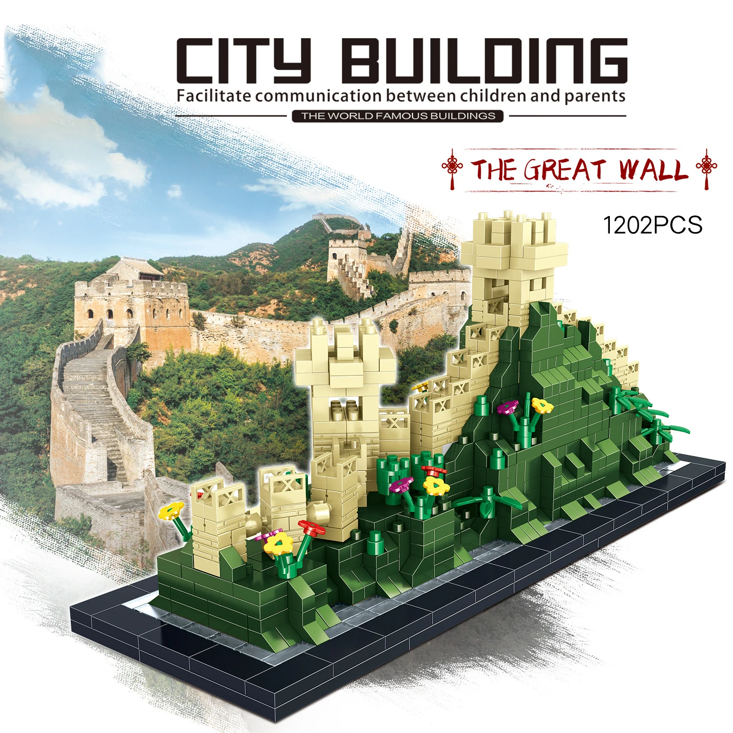 World Famous Historical Architecture Micro Building Block China Badaling The Great Wall Model Brick ToyS Nanobrick With Light