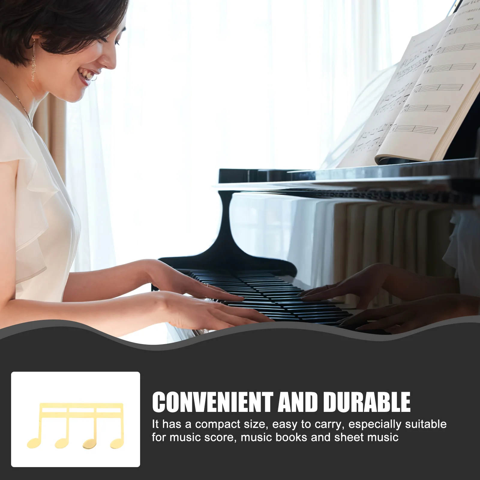 

Creative Music Note Shaped Clip Metal Page Holder for Sheet Music Books Open Wide Reading Convenient Score Binder Clamp