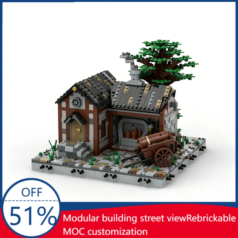 

NEW 1694Pcs MOC Medieval Blacksmith Modular Building Blocks Model Architecture Assembly Educational Birthday Gift For Children