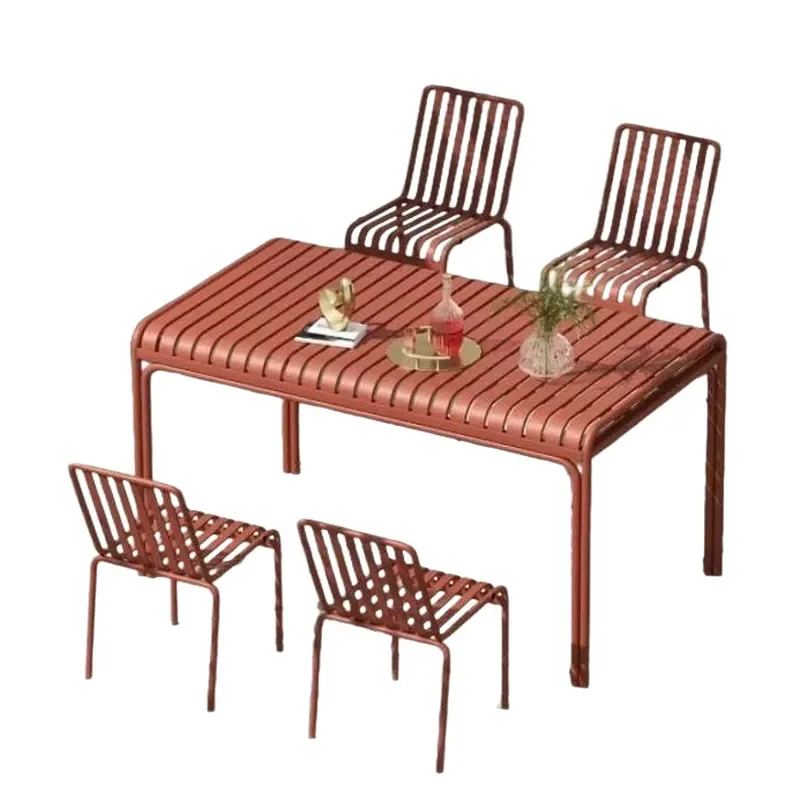 Custom Outdoor Patio Table and Chair Set Colorful Garden Cafe Furniture for Terrace Courtyard Leisure