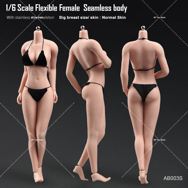 AB001-figura de acción Flexible sin costuras para mujer, 12 pulgadas, bronceado pálido, Piel Normal, esqueleto de acero, pecho grande, 1/6