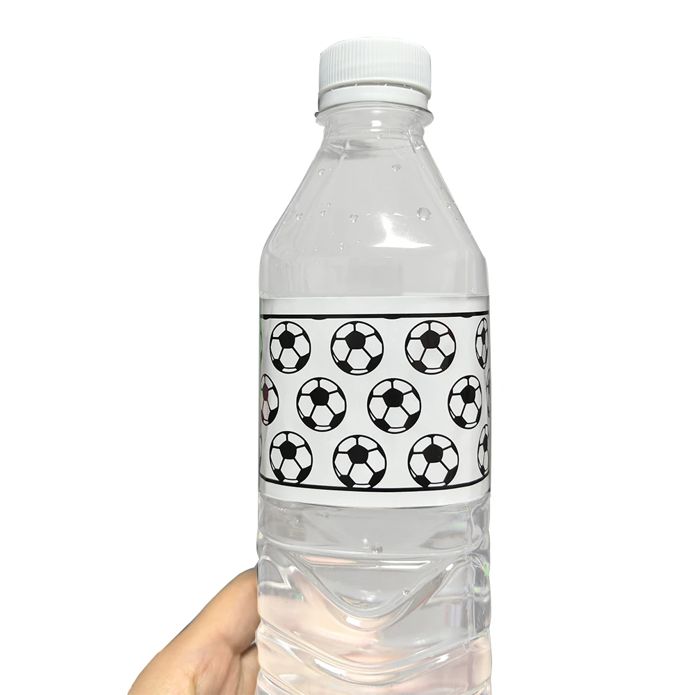 12/24 stücke Fußball Party Flasche Wraps Aufkleber weiß Fußball Muster personal isierte Wasser flasche Label Jungen Geburtstags feier Dekor – Detail 4