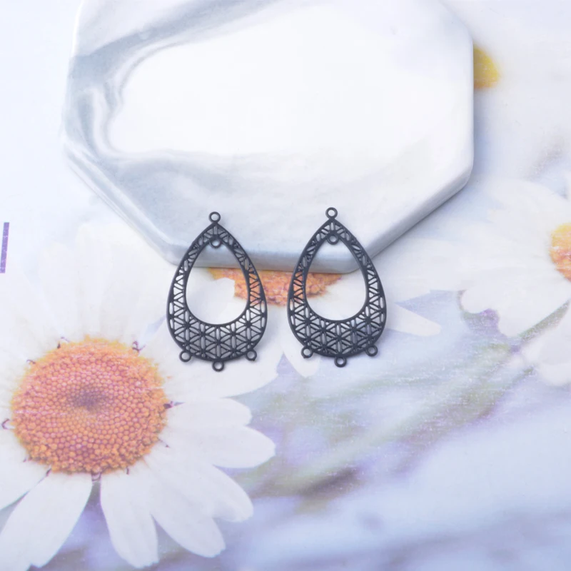 10 Stück Filigran-Schmuckverbinder aus Edelstahl, geometrischer Wassertropfen-Ohranhänger, DIY-Schmuck-Ohrring-Zubehör – Detail 10
