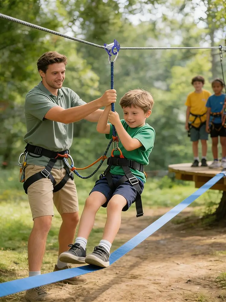 

Outdoor Pulley Zip Line Quick Setup Heavy Duty Trolley Slider Zip Line Pulley Kits For Age 5 Years And Kids Playground Fitness