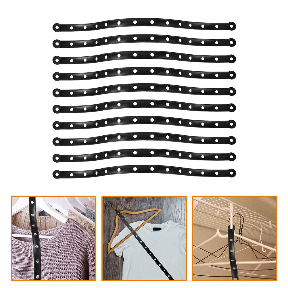 20 Pcs Clothes Hangers Clothing Connector Strips Display Black Accessories Hanging