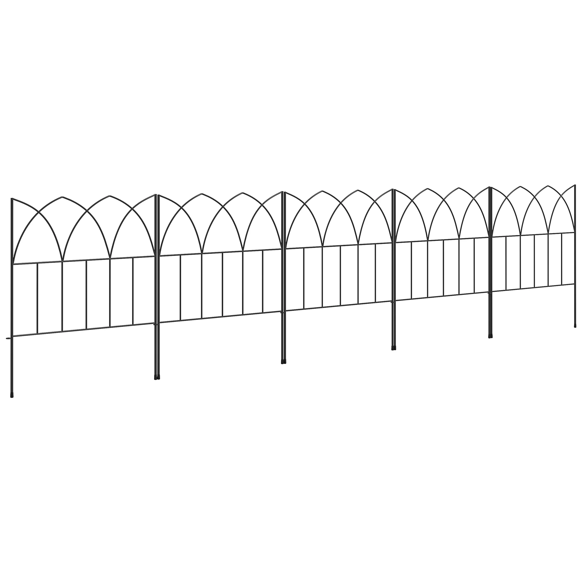 Outsunny Tuinhekken 205X45,5 cm Metaalvrij Combinatie Zwart