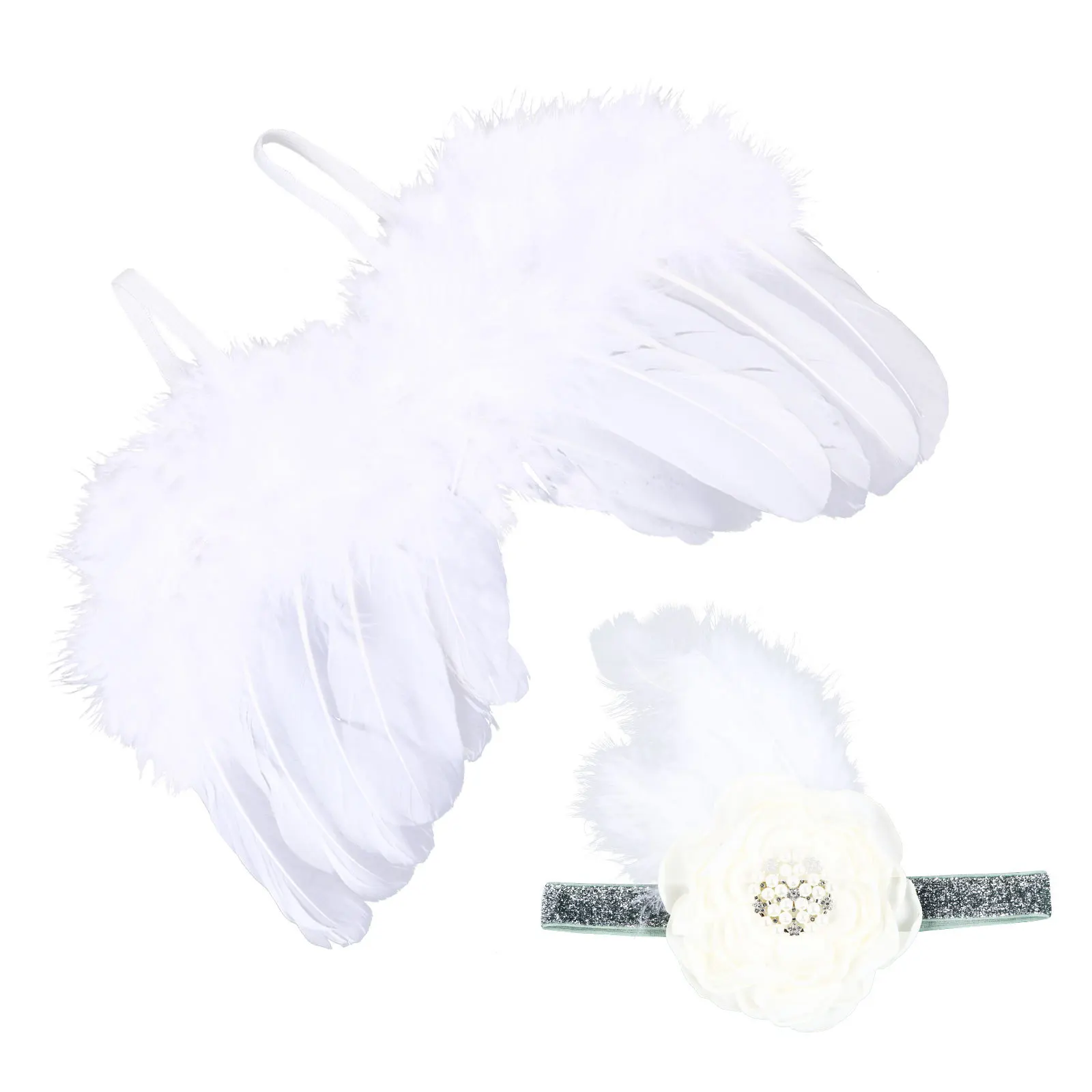 

2pcs Wing Photo Clothing Baby Hundred Days Costume Set Kids Outfits Hairband Comfortable Warm Fashion Decoration Party