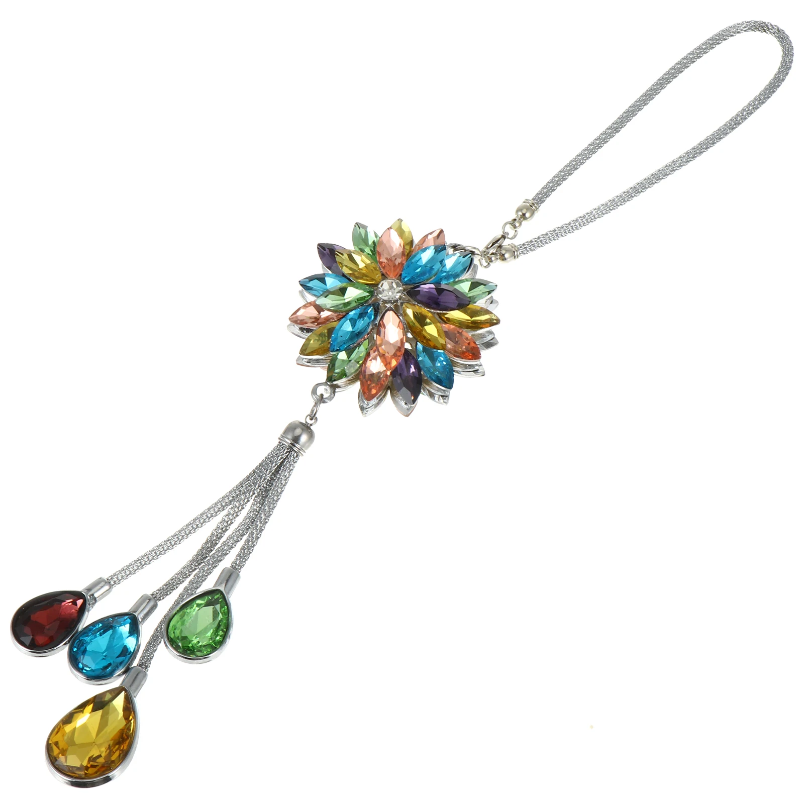 

Crystal Camellia Pendant Rearview Mirror Hanging Decoration Unique Crystal Camellia Hanging Adornment Design Car Interior