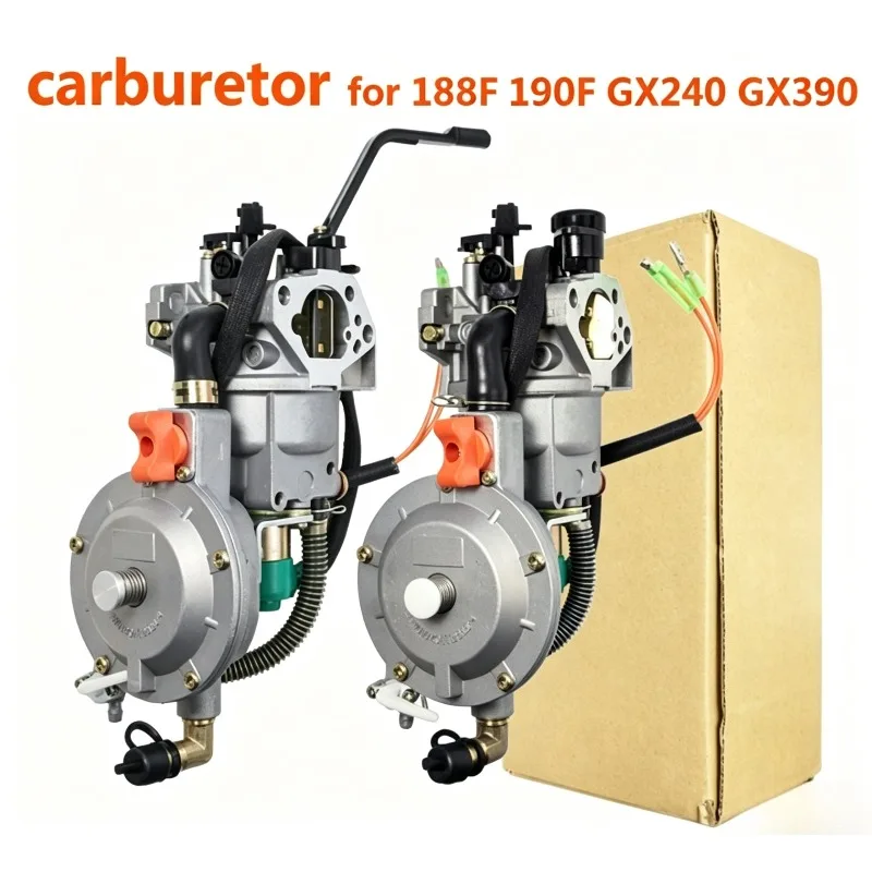Dual Fuel Carburetor for 188F 190F GX420 15HP 16HP, 5-8KW Generator Set Replacement Parts