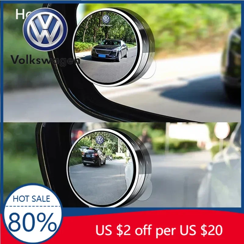 

Автомобильное вспомогательное зеркало заднего вида с широким углом обзора 360° ° Регулируемый для Volkswagen VW Jetta Polo T4 T5 T6 Sharan Touareg Gol T-Cross Touran