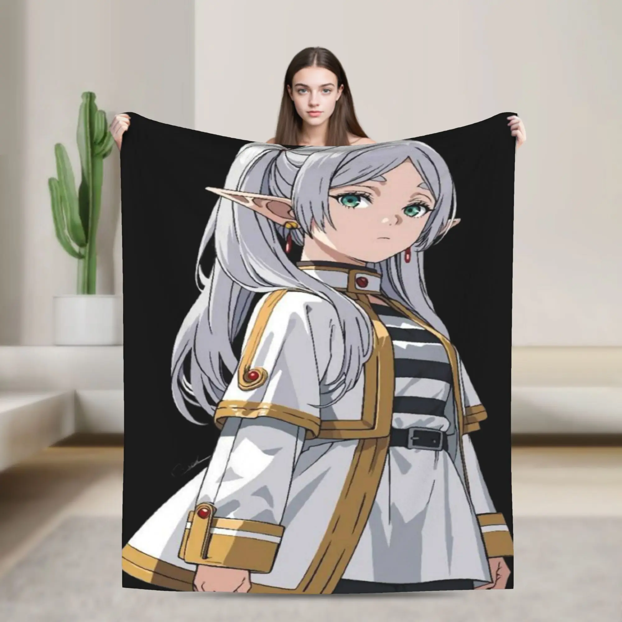 Frieren Beyond Journey's End Warm Blankets  Travel Plush Throw Blanket Aesthetic Couch Chair Flannel Bedspread Sofa Bed Cover