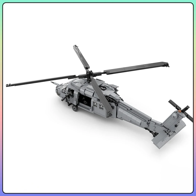 MOC Military Series MH-60G Paving Eagle Air Force Rescue Helicopters Mini Building Block Collage Set DIY Boy Toy Christmas Gifts