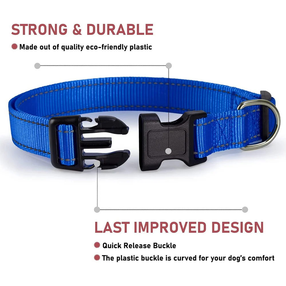 Collar reflectante ajustable para mascotas, hebilla reflectante de nailon de seguridad, color verde, negro y naranja, 1 piezas
