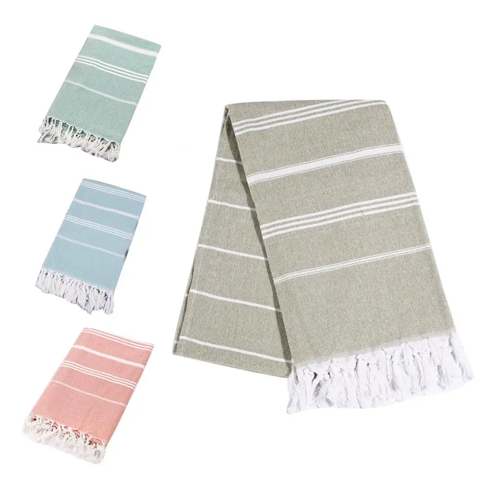 

Turkish Tassel Bath Towel Soft Terry Cloth Striped Adult Beach Towels Travel Camping Shawl Sunscreen Tassel Tapestry 100x180cm