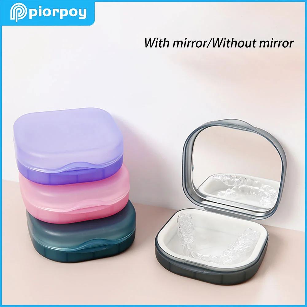 PIORPOY 1Pc Dental Fake Teeth Box Portable False Teeth Box Nvisible Braces Orthodontic Mouth Guard Braces Aligner Oral Care Tool