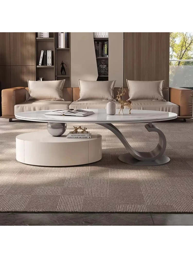 Modern Luxury Slate Coffee Table TV Cabinet Set Durable Glass Beads Home Furniture