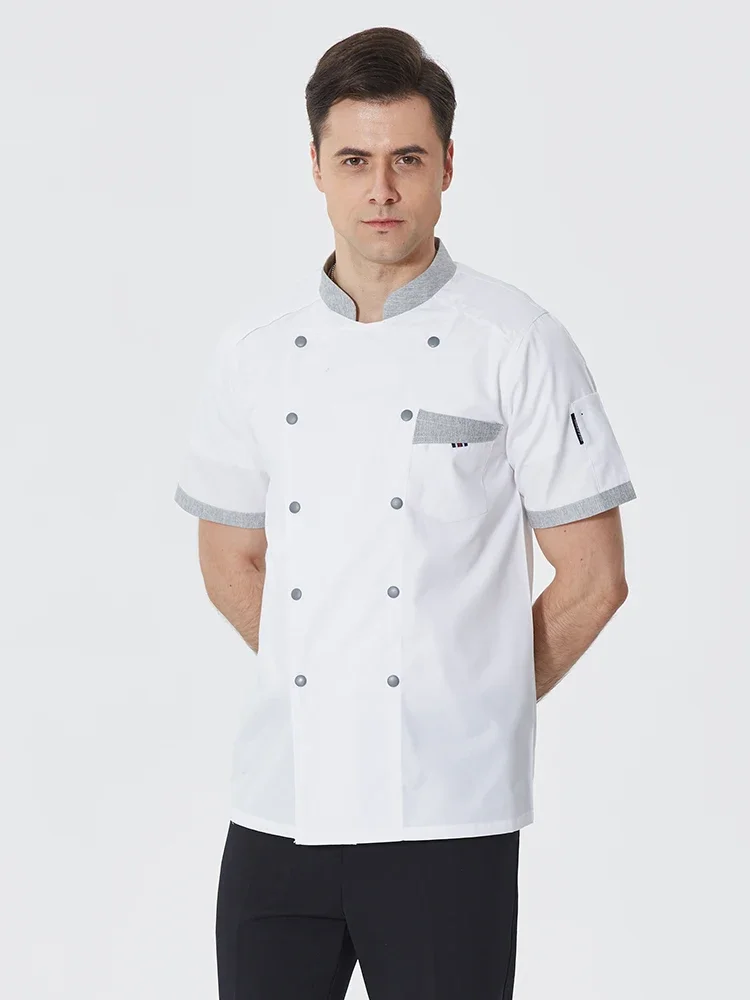 Униформа шеф-повара, топы для ресторанов и отелей, кухонная рубашка, куртка для готовки, рабочая одежда для пекарни и официанта, Мужская Рабочая одежда для столовой