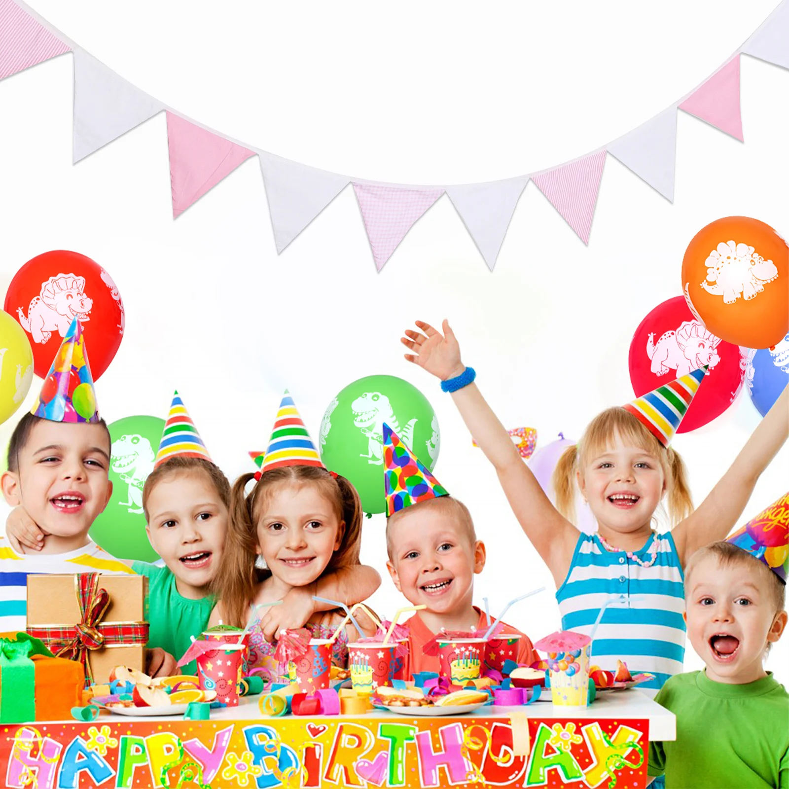 

1Pcs Cotton Triangle Hanging Flags Bunting Banner Colorful Reusable Festival Birthday Wedding Party Decoration Garland