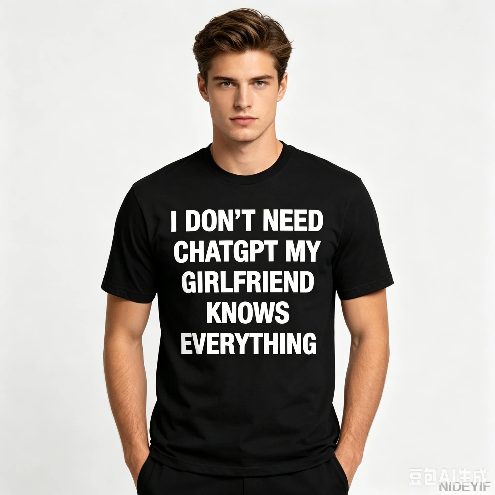 I Don't Need ChatGPT My Girlfriend Knows Everything Meme T-shirt for Men Women 100% Cotton T Shirts Short Sleeve Tops
