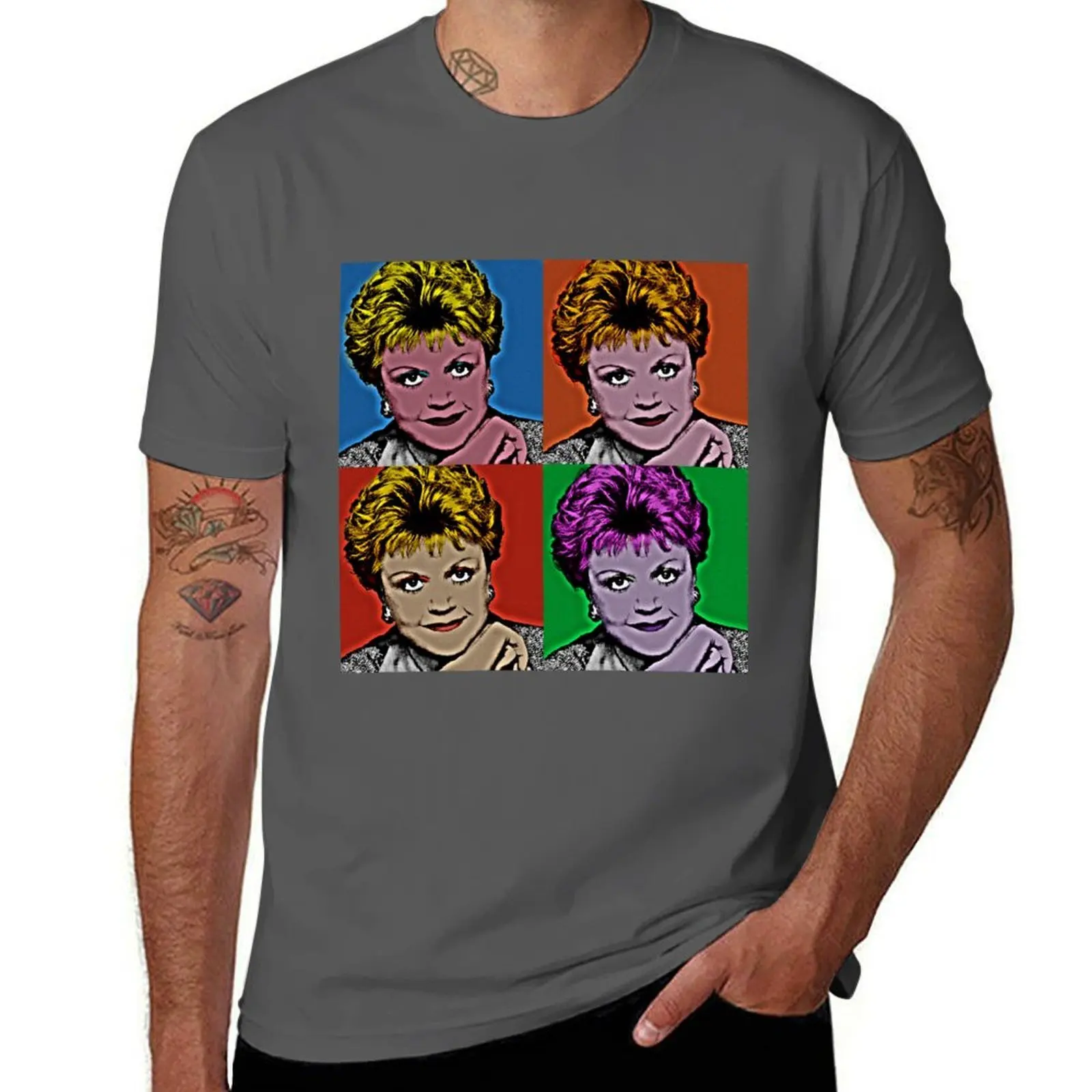 

Jessica Fletcher in Pop Art Style Lithography T-Shirt t shirts for man graphic vintage anime t shirts oversize T-Shirt