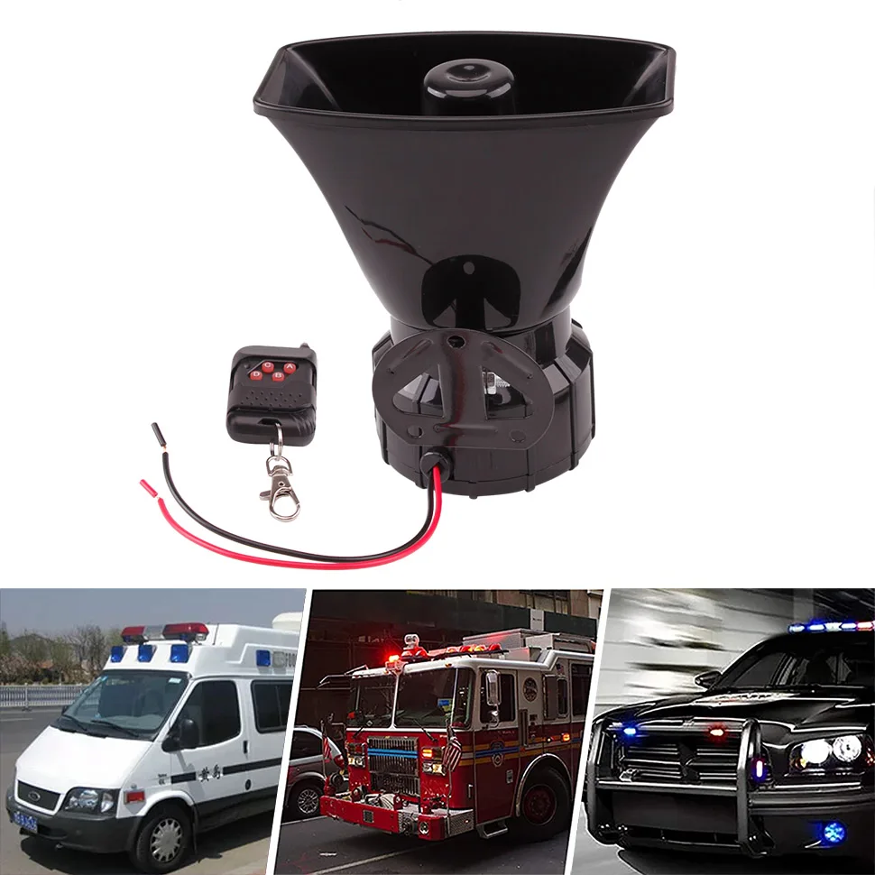 FARBIN Wireless Electronic Loud Siren Horn 7 Tone Police Vehicle Warning Alarm 12V 100W Emergency Multipurpose Amplifier Horn