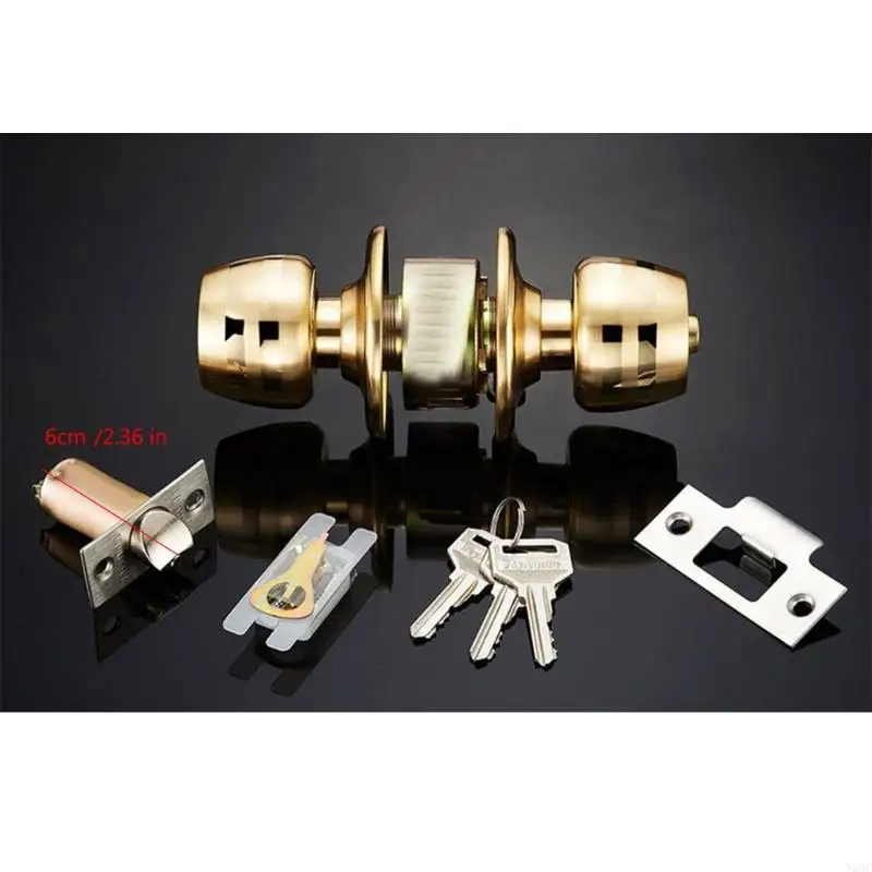 N58C Keyed pintu masuk Knop Reversible Round Round Lock Dipoles Kunci Pintu Finish Pintu Sederhana untuk Interior & Eksterior
