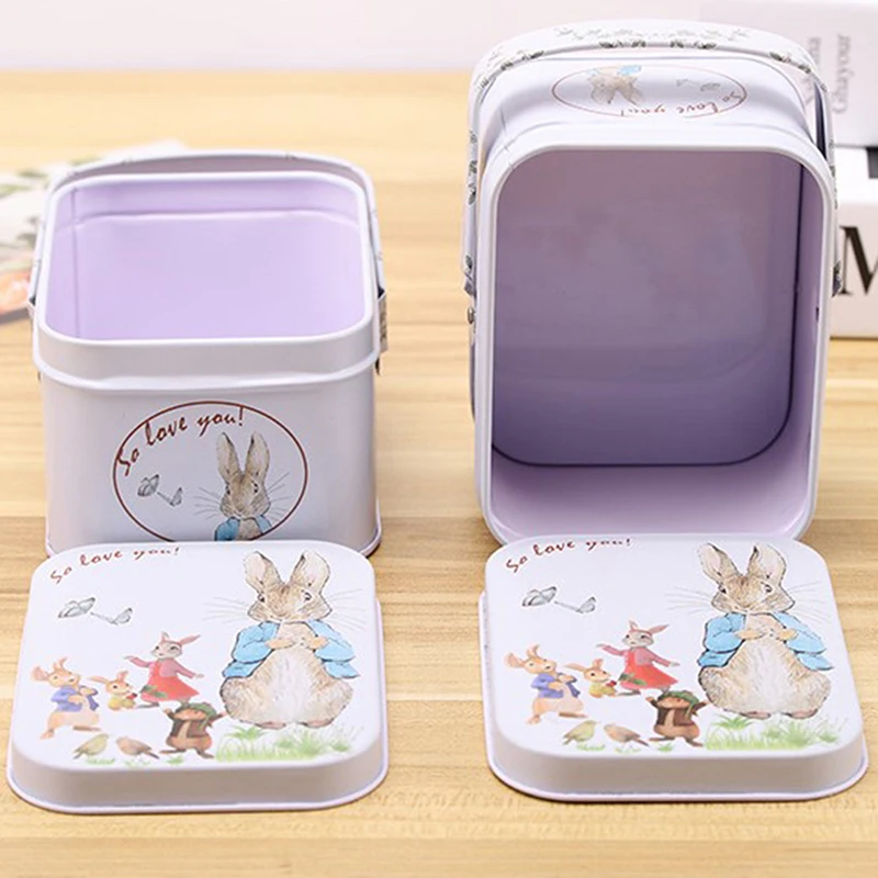 White Rabbit Toffee Tin Can Small Suitcase Storage Can Tin Metal Candy Box Gift