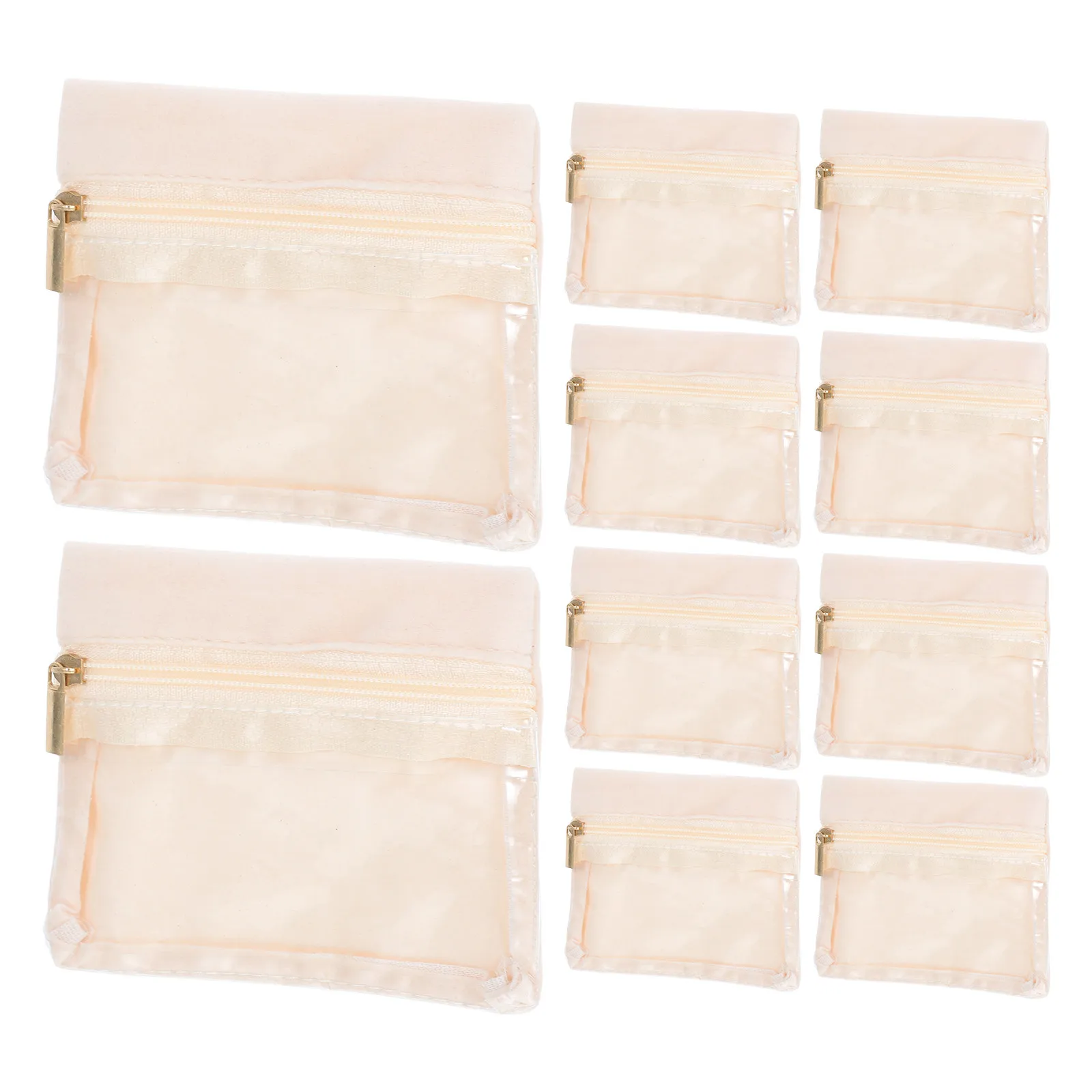 10Pcs Portable Jewelry Storage Pouch Mini Travel Organizer Bag with Zipper Compartments for Earrings Necklaces Rings Bracelets