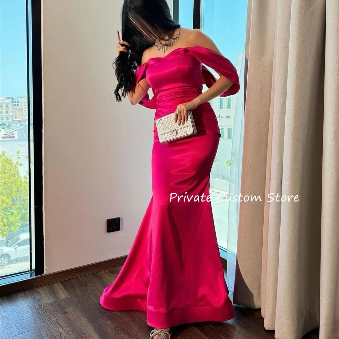 Simple Mermaid Prom Dresses Hot Pink Sleeveless Women Evening Dress vestidos de gala vestidos de fiestas elegantes mujer