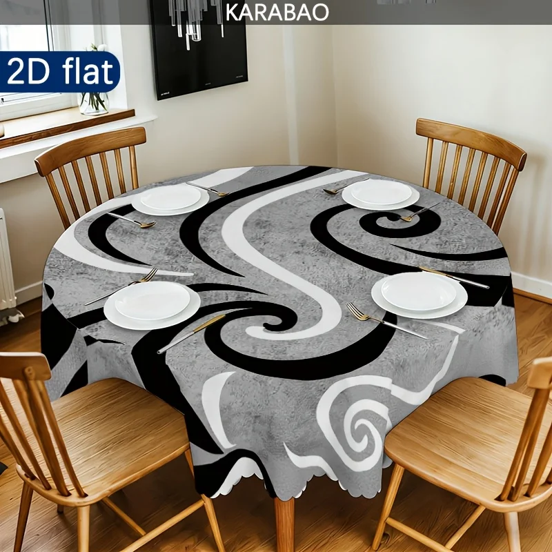 One abstract vortex pattern round tablecloth, fashionable and artistic design outdoor tablecloth.
