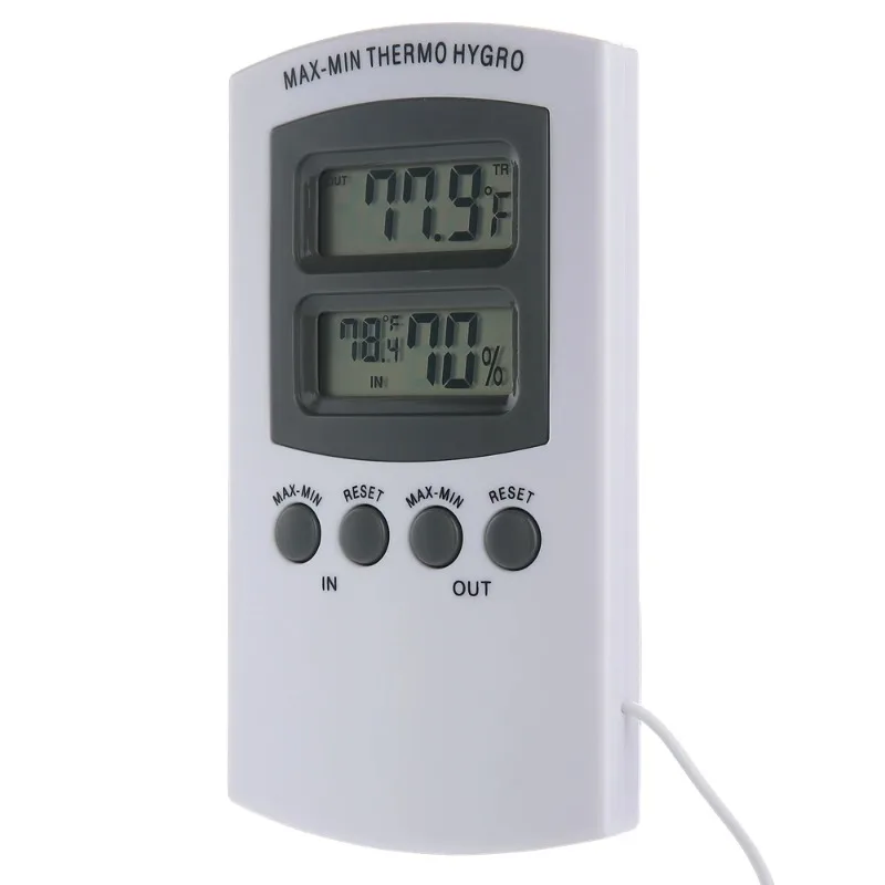 MAX/MIN LCD Thermometer Hygrometer -20℃~70℃ – 2M Cable Sensor Meter for Greenhouse Flower Plant Temperature Humidity