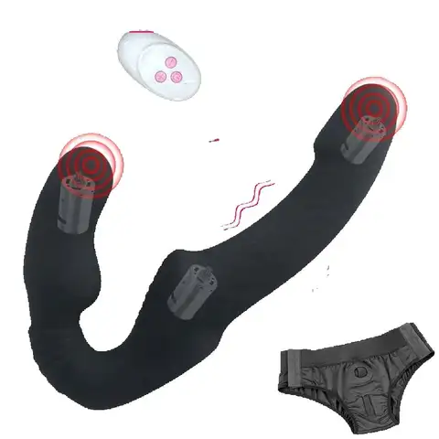 Strapless Strapon Dildo Vibrator Female Double Vibrating G Spot Stimulate Clitoris Anal Massager Adult Sex Toys For Women Couple