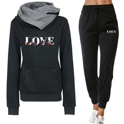 LOVE Letter Printing Womens Tracksuit Fashion Double Neck Hoodies Sports Jogging Casual Sweatshirt  Autumn Winter Warm Clothing