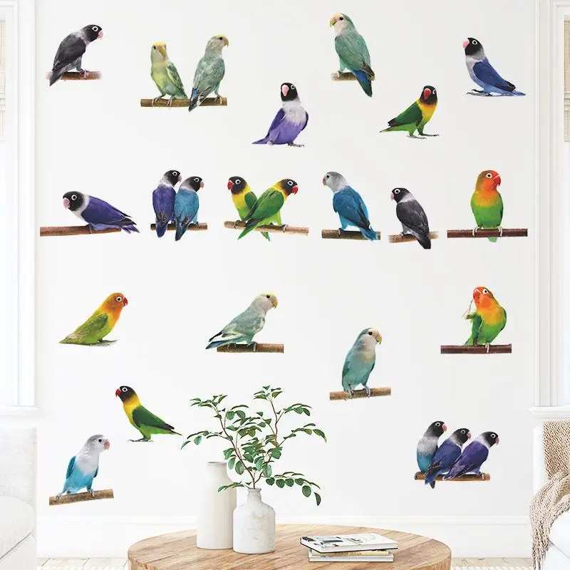 M221 24 PCS Parrot Wall Creatures Colored Wall Sticker Bathroom Toilet Decor Living Room Cabinet  Home Decoration Decals