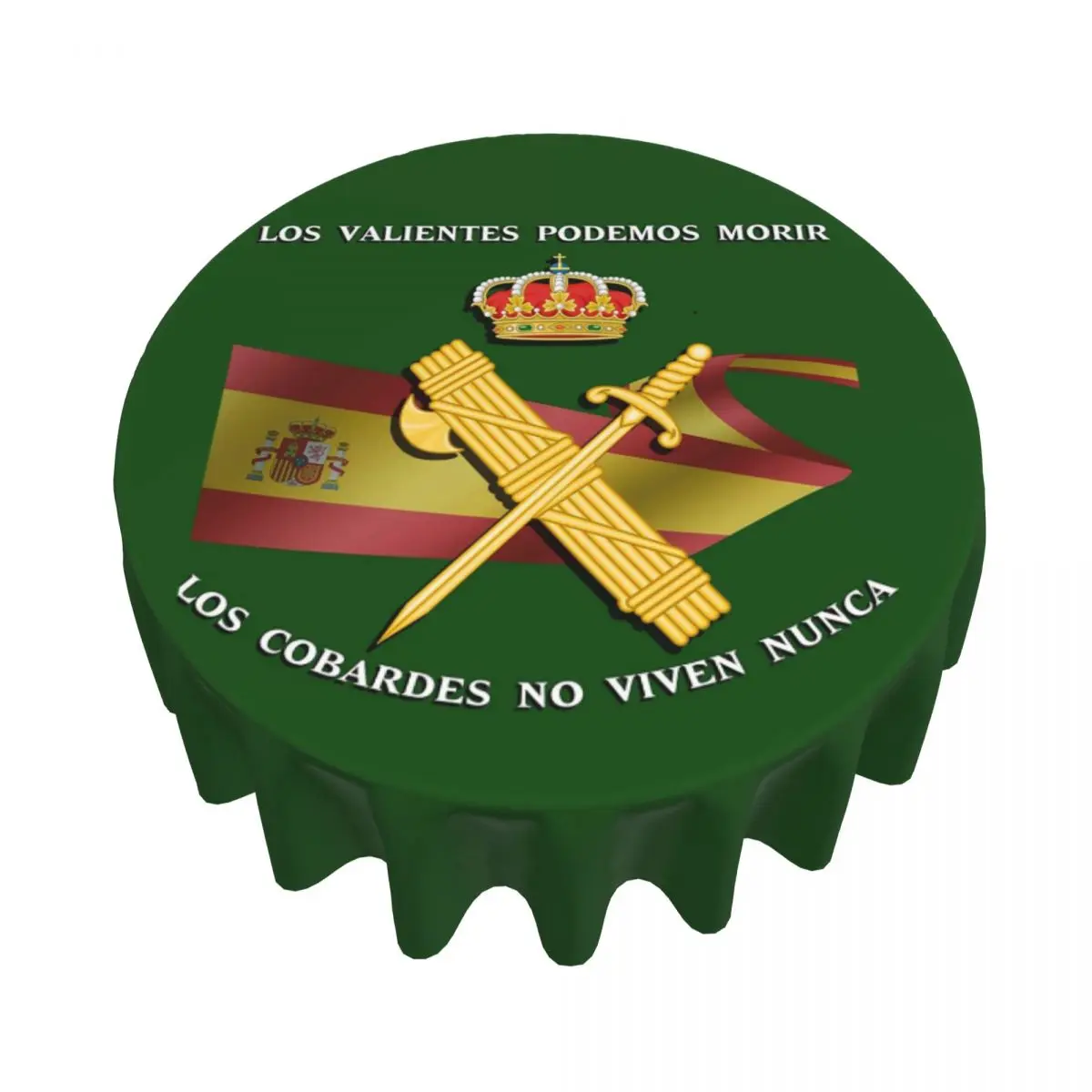 Mantel redondo impermeable con bandera Civil de la Guardia Española, mantel a prueba de aceite para eventos de cocina, cubierta para mesa de comedor de 60 pulgadas