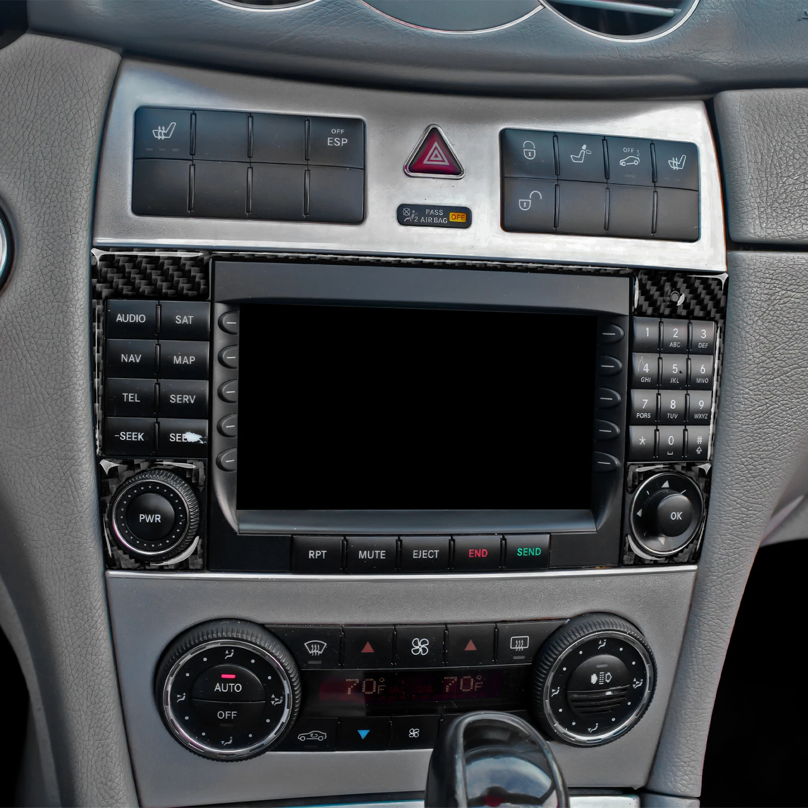 Kohlefaser-Innenaufkleber. Auto-Mittelkonsole Schalthebel-Verkleidung Für Mercedes Benz CLK A209 C209 (2002-2010) Zubehör. – Detail 38