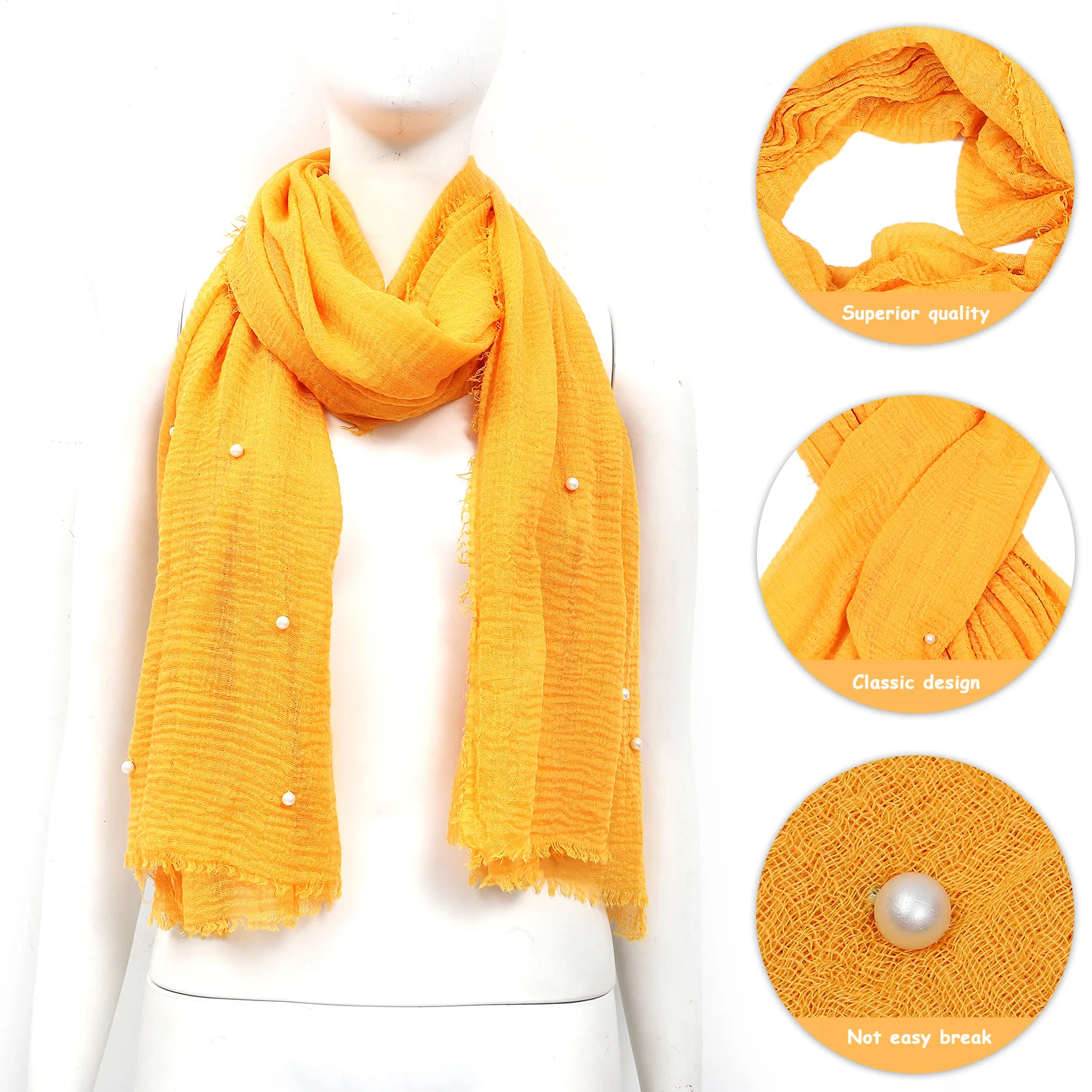 

Pearl Accessories Headscarf Women's Scarves Summer Cotton Silk for Miss Wrap Shawl