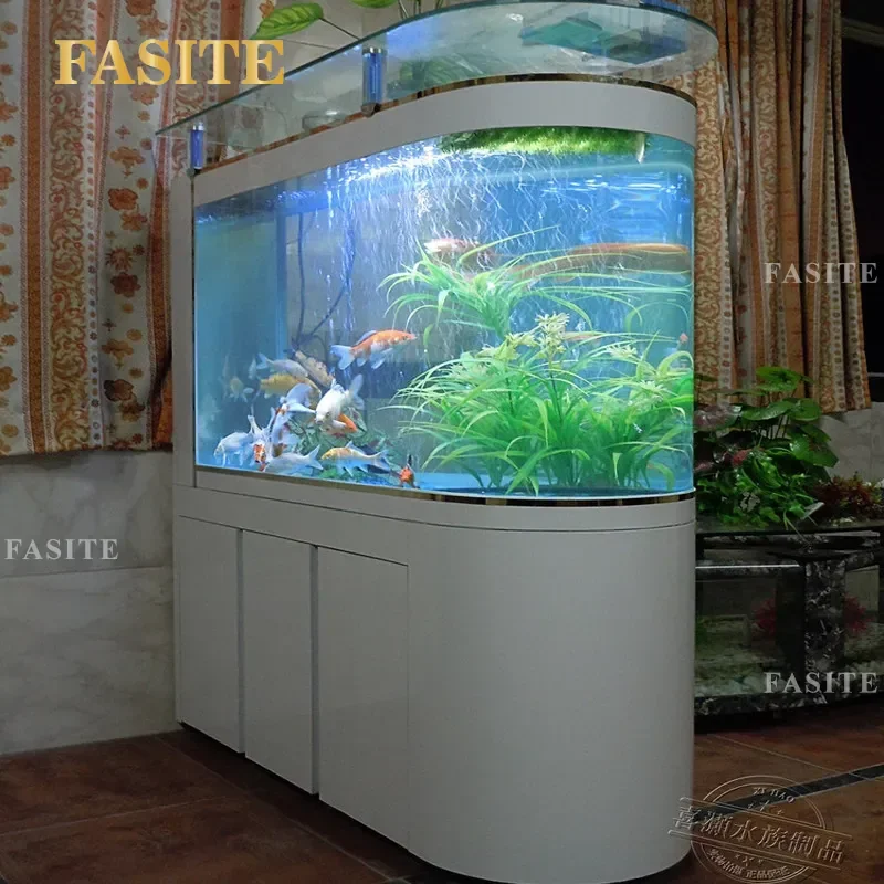 For Large Screen Bullet Living Room Household Ecological Fish Tank Aquarium Medium Ultra White Glass Bottom Filter