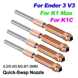 For Creality K1C Ender-3 V3 Nozzle All-in-one Copper Titanium Nozzle High Flow Upgrade K1 Max K1C Hotend Parts Integrated Nozzle