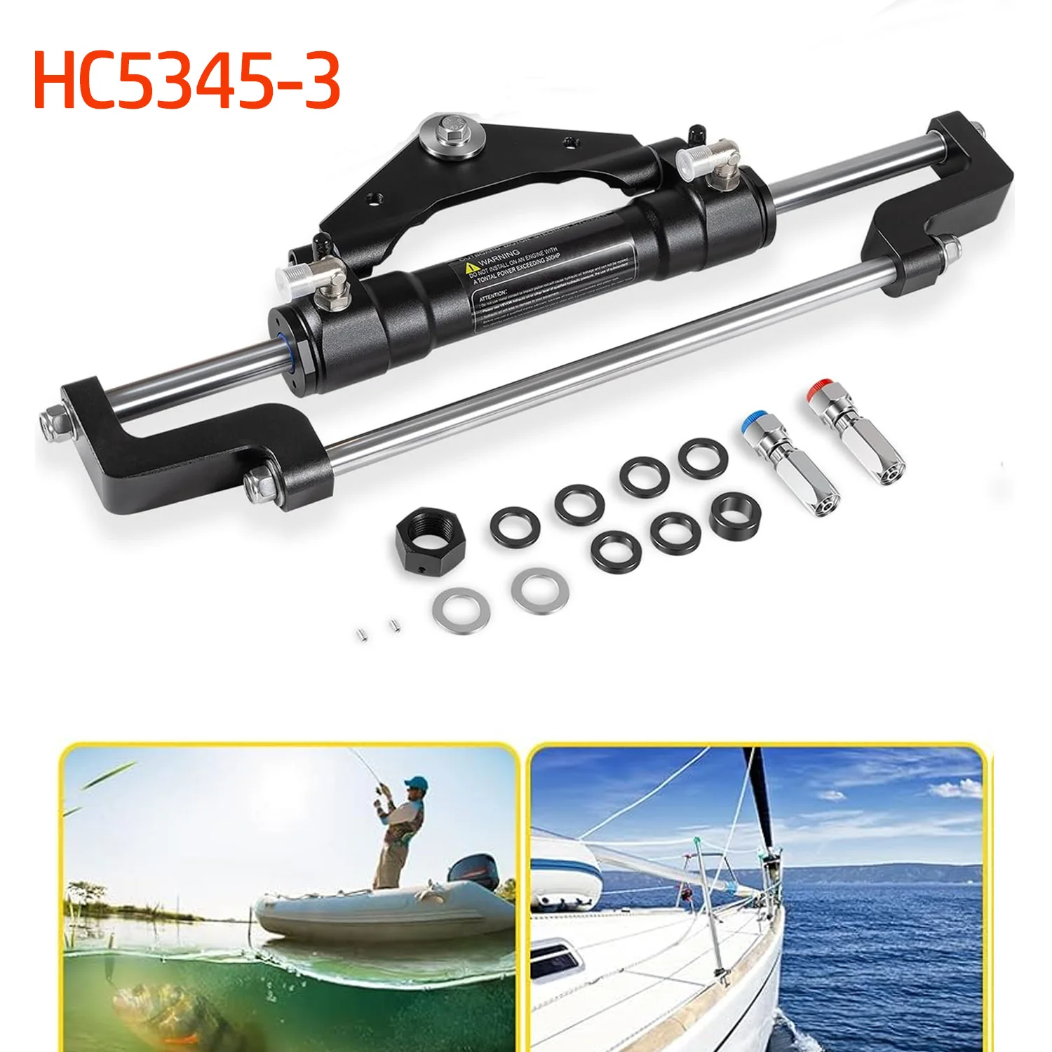 

HC5345-3 Гидравлический рулевой цилиндр для подвесных лодок мощностью до 300 л.с., максимальное давление 10,3 МПа/1500 фунтов на квадратный дюйм, двухходовой стопорный клапан