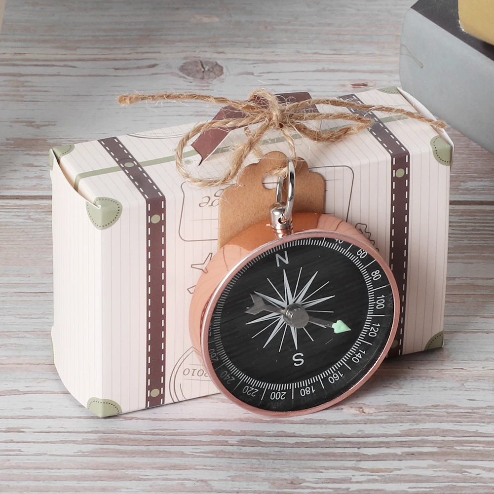 20pcs Vintage Wedding Gift Box Candy Boxes With Compass Kraft Tags Hemp For Travel Wedding Favors Gift Packaging Decorations