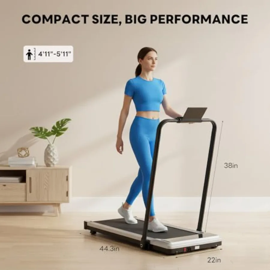 Compact Treadmill for Small Spaces: Quiet Under-Desk Walking Pad Slim Portable Design in Black Ideal for Home Office Workouts a