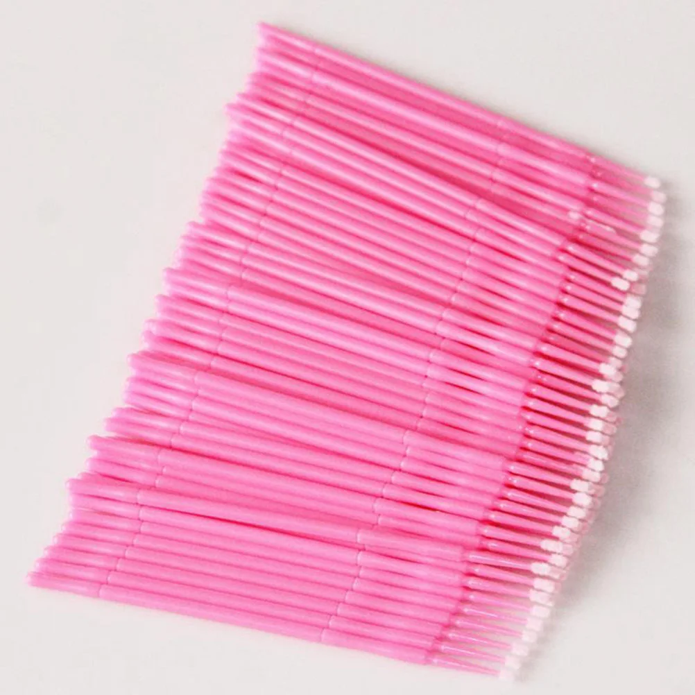 100 Uds extensión de pestañas hisopos de algodón desechables Micro aplicador cepillos tamaño rosa herramientas de maquillaje sanitario precisión