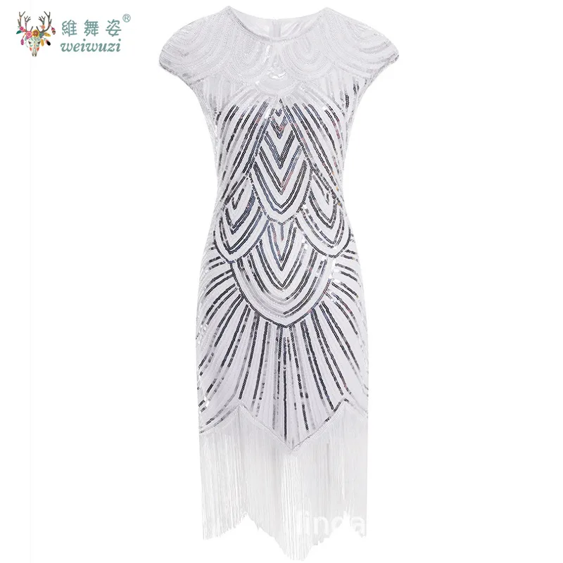 1920년대 여성 빈티지 패션 우아한 럭셔리 클럽 댄스 파티 드레스 오-넥 Tassels 민소매 Bodycon 페르시 스팽글 Tassel Dresses